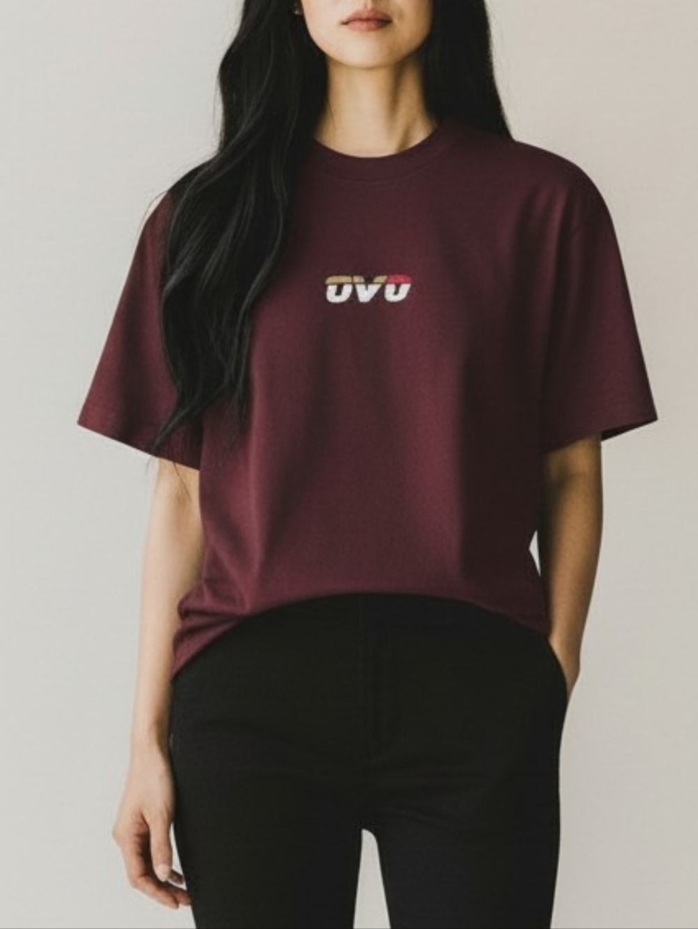 OVO x Drake Burgundy Short Sleeve Logo Tee Shirt